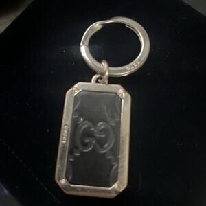 GUCCI Keychain Guccissima Leather Black/Silver